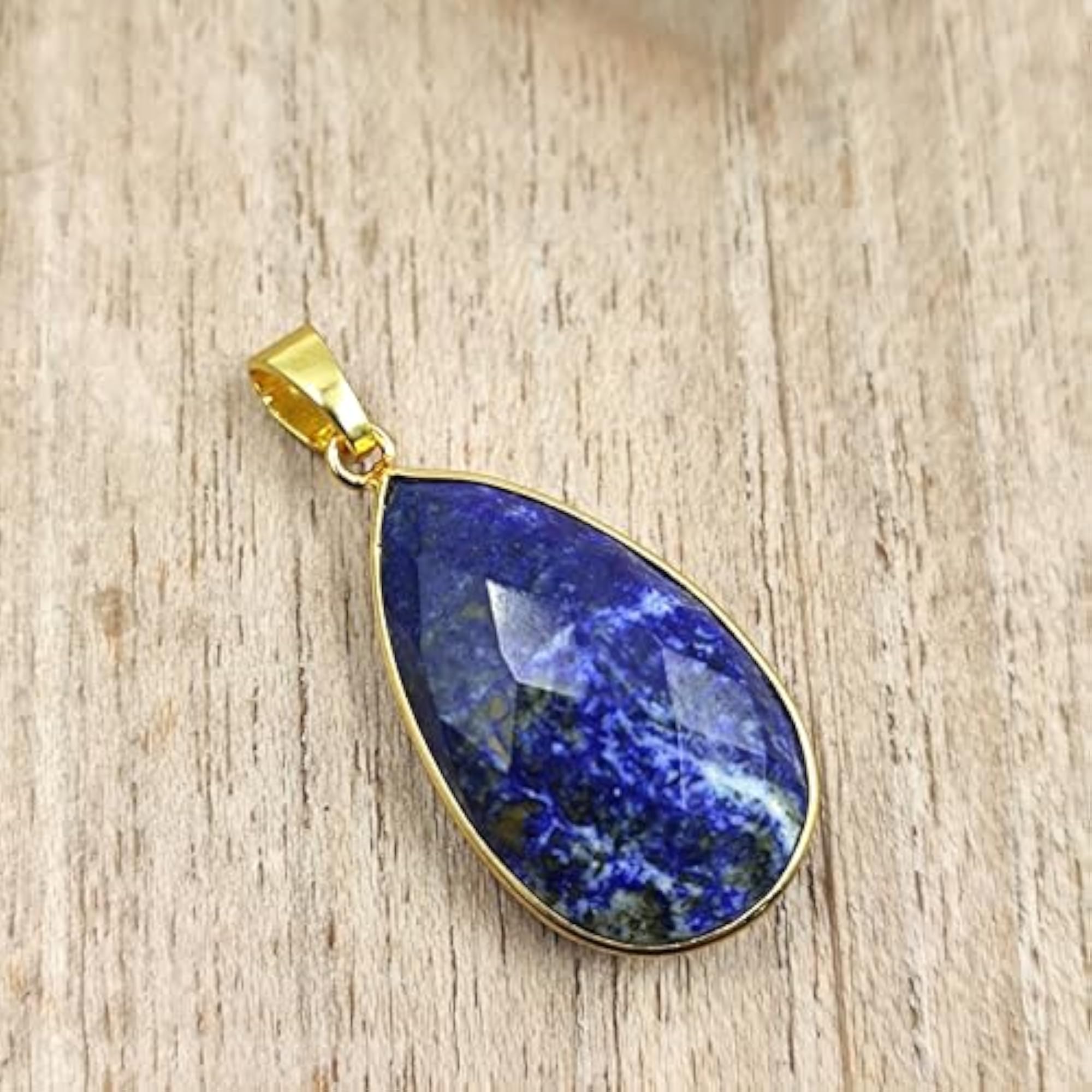 Women's Natural Lapis Lazuli Gold Plated Pear Shape Pendant